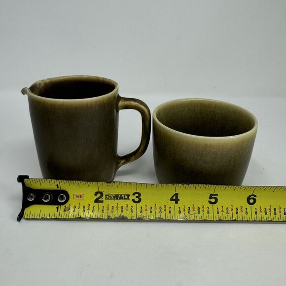 1950s Palshus Frode Bahnsen Danish Pottery Teapot Set Green Signed DLS 1186 - Picture 13 of 16